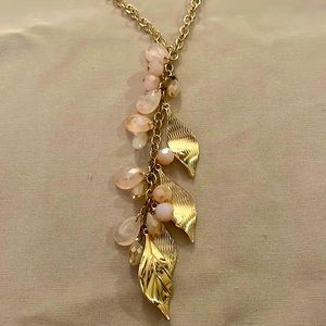 Gold and pink Lariat Style Necklace